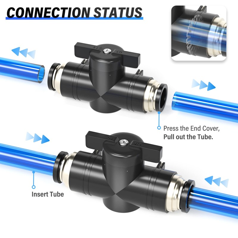 TAILONZ PNEUMATIC BVU-3/8 OD Ball Valve Air Flow Control Valve