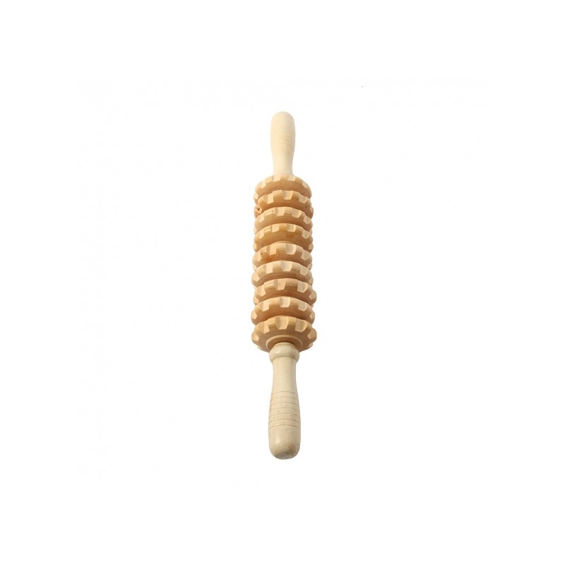 Wooden acupressure roller massage stick