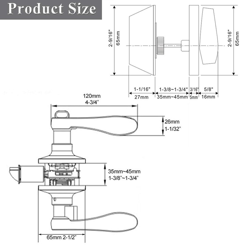 Probrico Front Door Entry Lever Lockset, Single Cylinder Deadbolt Combination