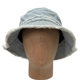 David and Young Light Denim Blue Distressed Bucket with Frayed Edge OS ABU46259