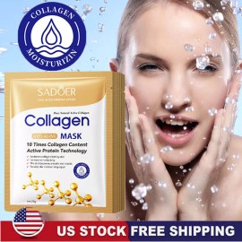 Unbranded 40Pcs Anti-Wrinkle Collagen Face Mask Moisturizing Anti-Aging Repair Brightening - 10PCS