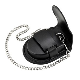 Tiong Vintage PU Leather Pocket Watch Pouch 45 mm Protector Storage Holder Case Protector Holder Pocket Watch Stand with Chain(Black)