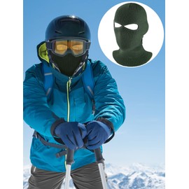 SATINIOR 2-Hole Knitted Ski Mask Full Face Mask Cover Neck Gaiter Winter Balaclava Warm Beanie for Outdoor Sports(Medium,Navy Green)