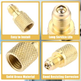 Mtsooning 2 Pcs R134A Brass Adapter Fitting, 1/4" Male to 1/2" Freon Refrigerant Tank Adapter with Valve Core Replacement for AC Refrigerant System Vacuum Pump Port Connection