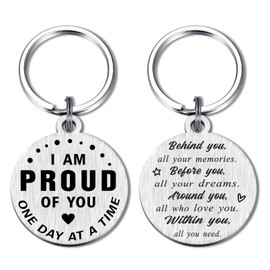 Alotozo Sober Gifts for Men Women - AA Recovery Sobriety Keychain - Proud of You Addiction Recovery Gift - Sober Anniversary Keepsake