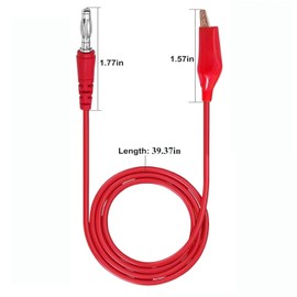 5Pcs 4mm 10A Banana Plug to Copper Alligator Clip Automotive Test Leads Set with 1M Connecting Cable, Diagnostic Circuit Testing