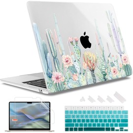 May Chen Compatible with MacBook Air 13.6 Inch Case 2024 2023 2022 Release Model A3113 M3 A2681 M2 Chip, Plastic Hard Shell Case for MacBook Air 13.6" with Liquid Retina Display, Cactus