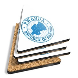4 x Triangle Coasters - Republic Of Rwanda Africa Travel Map Cork Backed MDF Glossy Tea Coffee Accessory #5478