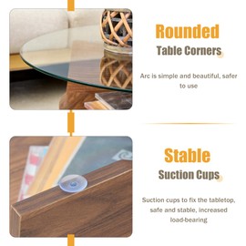 UELKS 31.5" Round Glass Coffee Table for Living Room, Mid Century Modern Center Table with Tempered Glass Top, Small Circle Coffee Tables with Storage for Home, Office