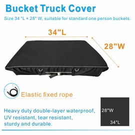 VIYOYOUNG Bucket Truck Cover - Double-Layer Waterproof and Tear Resistant, with Adjustable Rope Buckle, Fits 1 Man Vinyl Bucket 34" x 28" Edge to Edge, Bucket Truck Accessories. (Cover Only)