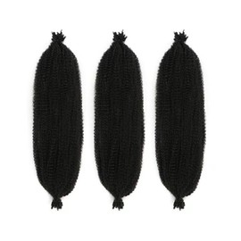3 Packs Springy Afro Twist Hair 12 Inch, for Braiding Marley Hair Kinky,Natural Black Marley Twist Crochet Braiding,HairPre-Separated,for Black Women