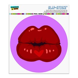 Seductive Luscious Kiss Lips Pucker Automotive Car Window Locker Circle Bumper Sticker