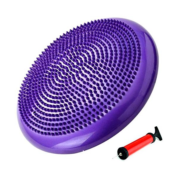Inflated Stability Wobble Cushion, Yoga Balance Wiggle Seat Pad Disc for Pain Relief, Postpartu-m Pelvic Floor Recovery, Rehabilitation Training, Child ADH-D (Purple)