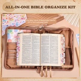Bible Cover Case, Premium Leather Carrying Case with Handle & Zippered Pocket for Standard Size and Bible Accessories, Christian Inspirational Large Bible Bag, Ideal Gift for Women Men Lady Girls
