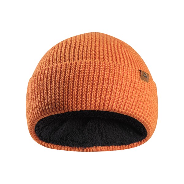 DANISH ENDURANCE Children's Merino Wool Blend Fleece Lined Warm Soft Beanie Hat for Boys, Orange