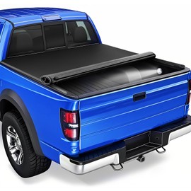 Soft Roll Up Tonneau Cover for 2005-2011 Dodge Dakota, 2006-2009 Mitsubishi, 6.5FT Truck Bed Covers with Dual-Coated Vinyl, Black