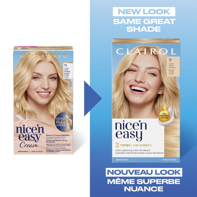 Clairol Nice'n Easy Permanent Hair Dye, 11 Ultra Light Blonde