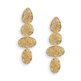 Sonateomber Statement Long Gold Baroque Hammered Circle Oval Drop Dangle Earrings for Women Large Chunky Disc Geometric Dangling Trendy Jewelry Gift