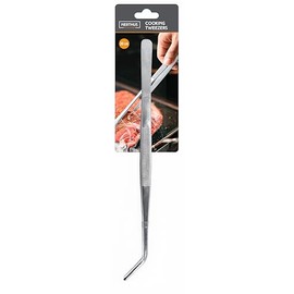 NERTHUS FIH 1474 Stainless Steel Curved Kitchen Tongs 30cm Precision Tool for Dressing, Grilling and Baking