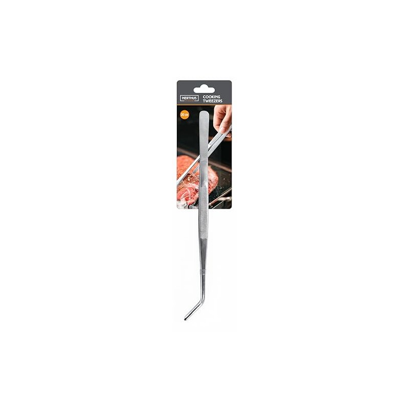 NERTHUS FIH 1474 Stainless Steel Curved Kitchen Tongs 30cm Precision