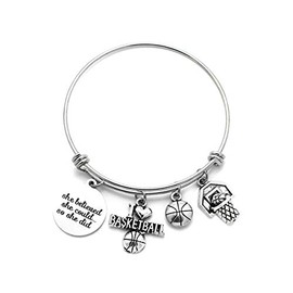 DYJELWD Basketball Softball Volleyball Bangle Bracelet Team Sports Fan Gifts for Her (basketball)