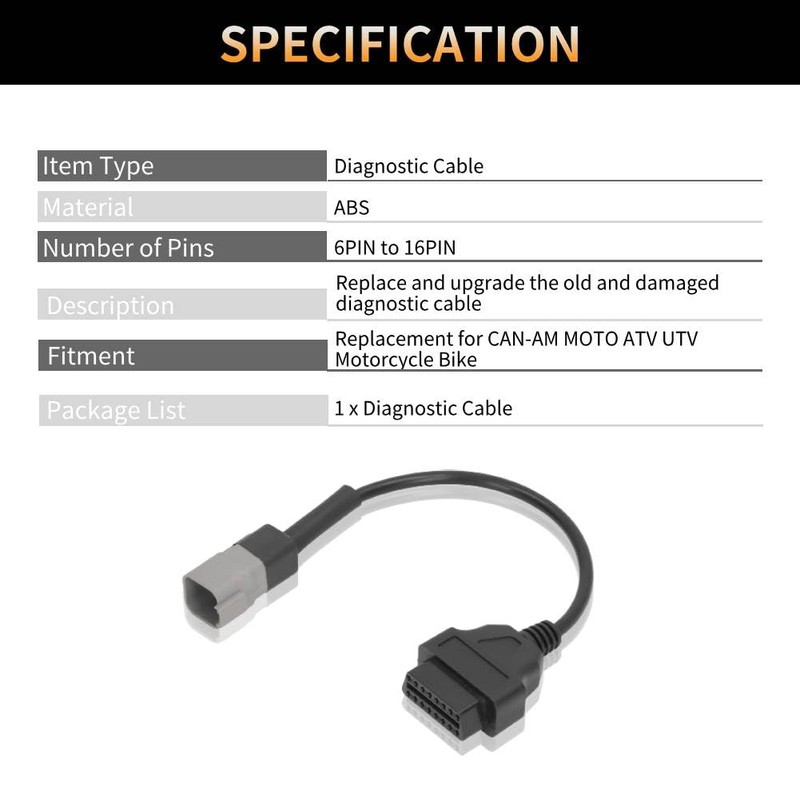 6PIN to 16PIN Diagnostic Cable Adapter, OBDII Scanner Cable Replacement