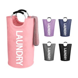 WOOHA 95L Large laundry basket,Collapsible laundry hamper, Tall Clothes Baskets Folding Washing Bin Foldable Fabric Hamper Bags for Bedroom, Closet,Bathroom,College,laundry bag,pink