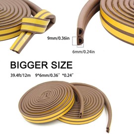 12M Dichtungsband für Türen, Türdichtung Selbstklebendes Fensterdichtung Türen Fenster Anti-Kollision Gummi Schaum Siegel Streifen Schalldämmung Dichtungsband Selbstklebendes (D-Braun)