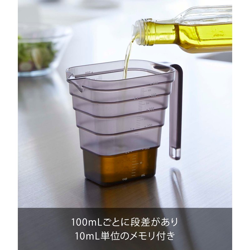 Yamazaki 6922 Magnetic Tiered Measuring Cup, 500 mL, Black, Approx.