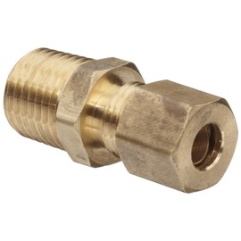 Anderson Metals 50068-0408 Brass Tube Fitting, Connector, 1/4" Compression x 1/2" Male Pipe, Copper