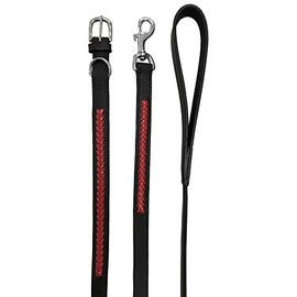 BRADLEY CROMPTON Genuine Leather Matching Pair Dog Collar and Lead Set S