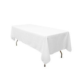 GEFEII Rectangle White Tablecloth 60x102 inch Rectangular Table Cloth Polyester Oblong Tablecloths for Restaurant Banquet Dining Buffet Table Wedding Party Decorations(Rectangle-60x102 inch, White)