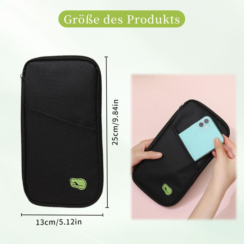 Diffaxy Passport Bag, Passport Organiser with Large Capacity, Portable Passport