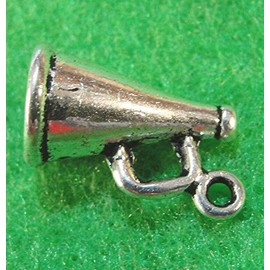 20-Pcs. Silver 3D Megaphone Speaker Charms Pendants Earring Drops SP30 - Jewelry Making DIY Crafting Charm Beads for Bracelets