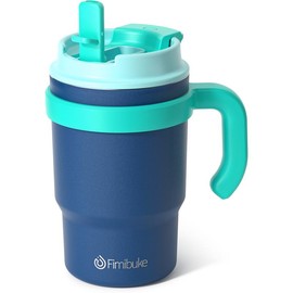 Fimibuke Insulated Tumbler with Handle & Straw - 16oz Leak Proof Tumbler with Sip/Swig 2-in-1 Lid, BPA FREE 18/8 Stainless Steel Water Bottle Drinking Cups Travel Mugs.:_A3.Navy Blue