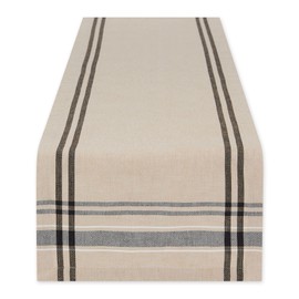 DII 100% algodón, Lavable a máquina, Mantel Individual a Rayas francesas para cenas, Verano y picnics al Aire Libre, Franjas Negras, Table Runner - 14 x 72, 1