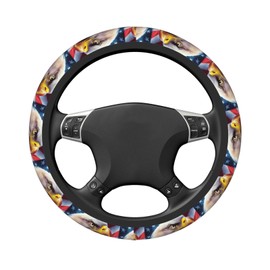 Subily American Flag and Eagle Elastic Steering Wheel Cover, Thickened Anti-Slip Universal 15 Inch for Suvs Vans Sedans Trucks