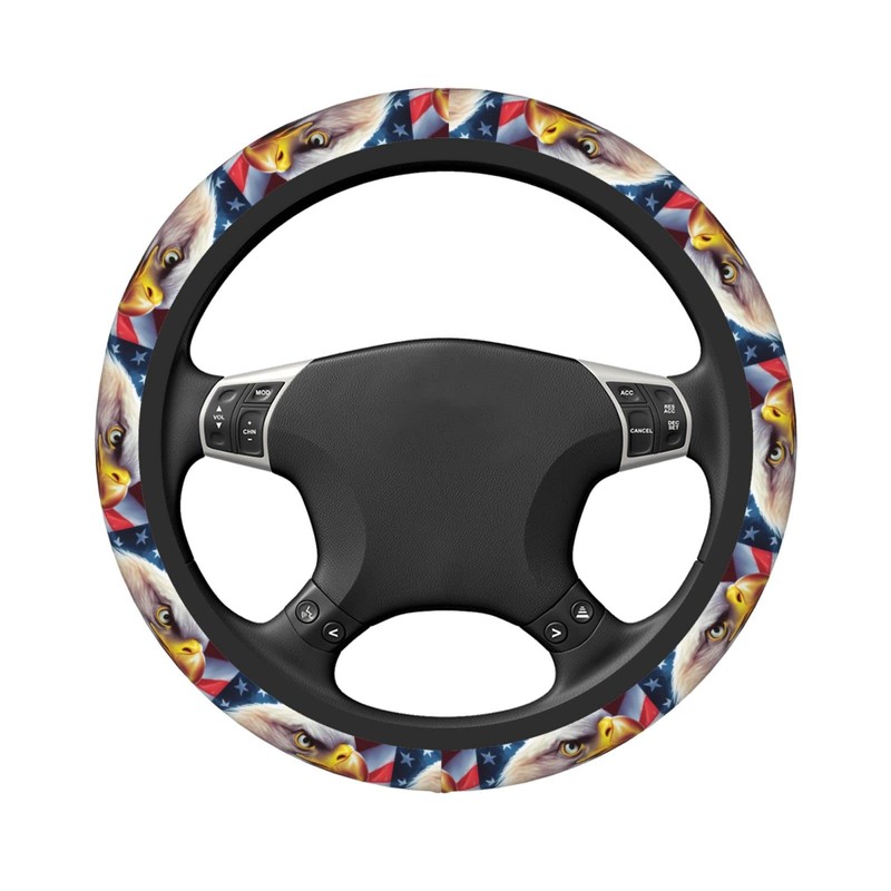 Subily American Flag and Eagle Elastic Steering Wheel Cover, Thickened