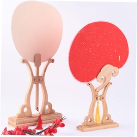VILLFUL Traditional Chinese Style Folding Stand Stable Circle Fan Holder for Home Gallery Office Decor