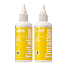Red by Kiss Tintation Semi-Permanent Hair Color, Aloe Vera Water Based, Argan Oil, Olive Oil, Collagen & Keratin, Long-Lasting Color Dye (Funky Yellow, 2 Pk, 5 Fl Oz)