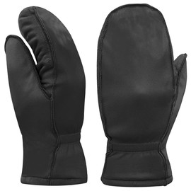 Harssidanzar Womens and Kids Lambskin Leather Outdoor Mittens Gloves Thermolite Lined GL007CA,Black,Size XXL