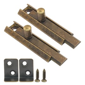 Piutouyar 2 Inch Brass Slide Bolt Latch, Antique Security Sliding Bolt Lock with Screws, Bronze