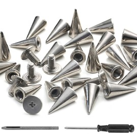 YORANYO 100 Sets Spikes and Studs 12MM Spikes for Clothing Metal Studs Rivets for Leather Punk Spikes Rivets Screw Back Studs and Spikes for Clothing Shoes Belts Bags Hats 15/32 Inch (Silver)
