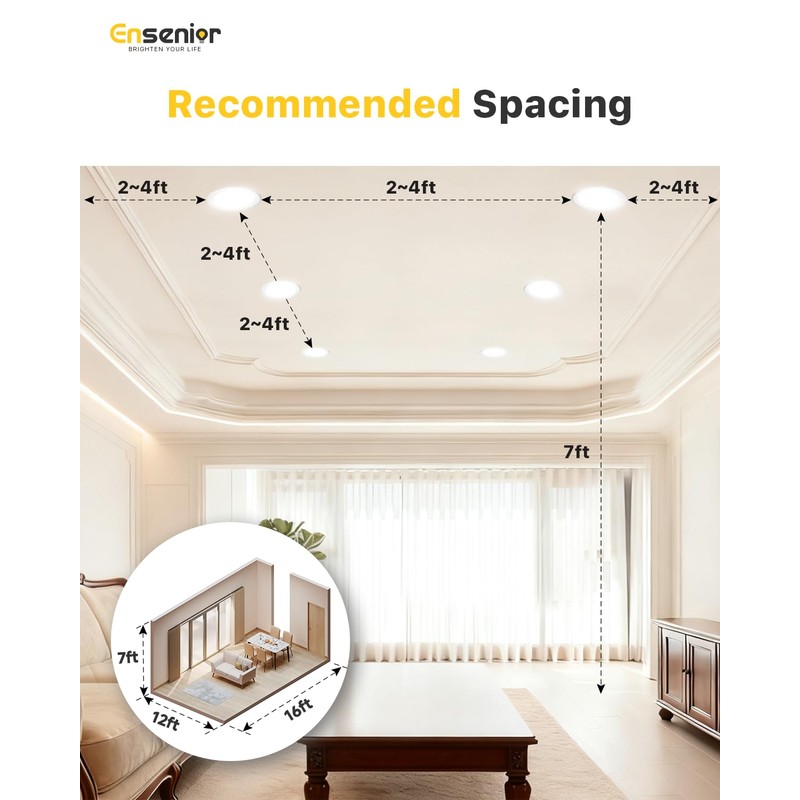 Ensenior 24 Pack 4 Inch LED Recessed Ceiling Light, Dimmable,