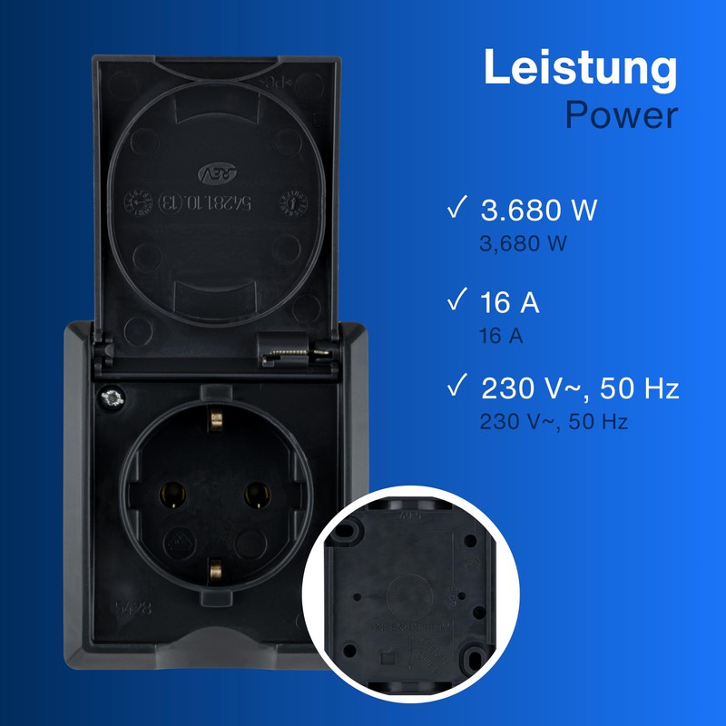 REV AquaForm, Socket - Wet Room, IP44 Single Pole, Surface-Mounted,