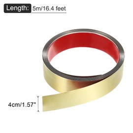 uxcell Stainless Steel Wall Trim Molding, 16.4 ft x 1.57 in, Gold, Peel and Stick, Brushed Finish