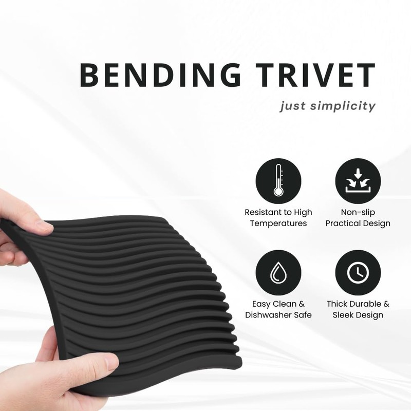 Just Simplicity - Premium Silicone Trivet Set, Freestanding Bendable Design,
