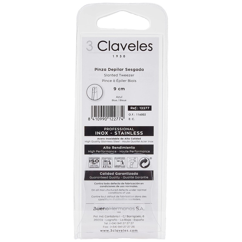 3 Claveles 12277 Tongs KRUMME Stainless Steel Tweezers 9 cm