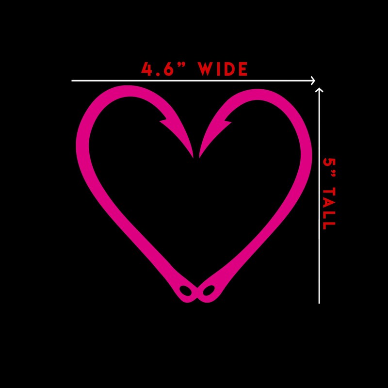 Fish Hook Heart Sticker Decal Notebook Car Laptop 4" x