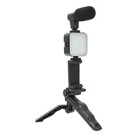 Kit de Accesorios de Luz de Video LED en la Cámara, el Paquete Incluye Luz de Relleno LED, Trípode con Clip para Teléfono, Brillo Regulable de 6500K  